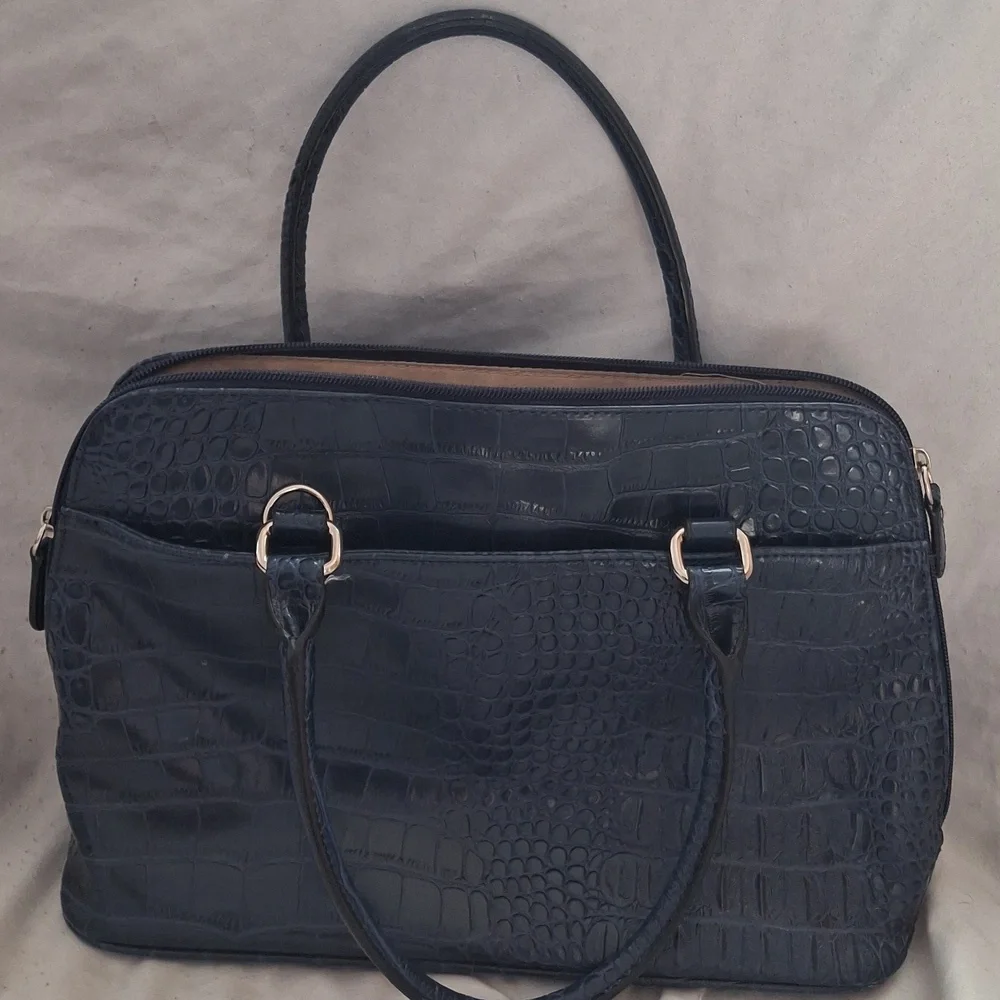 Giani Bernini Black Crocodile-Embossed Laptop Bag